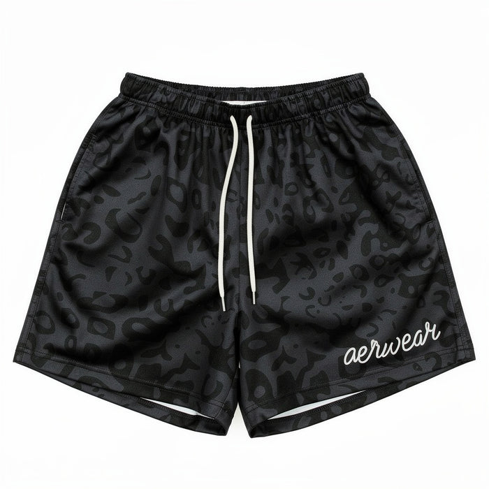 Black Cheetah Mesh Shorts